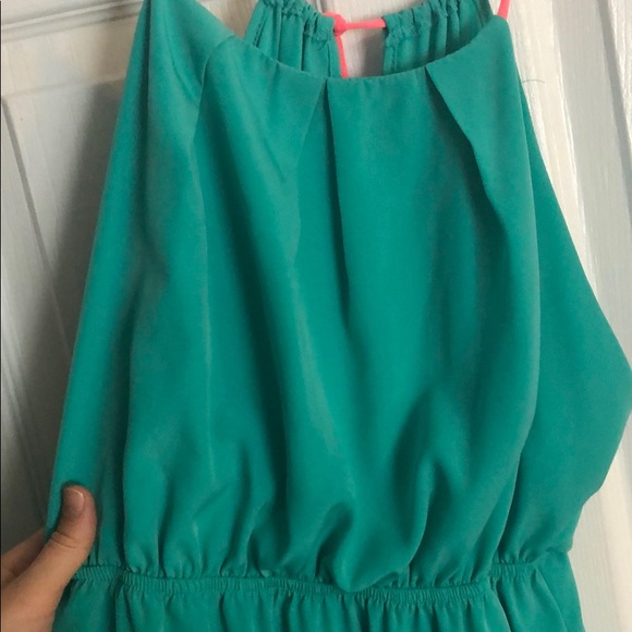 Gently used mint green with coral straps dress. - Picture 2 of 5